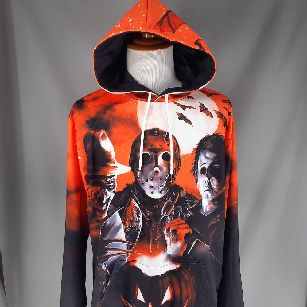 Horror Movie Characters Hoodie Adult XL Jason Michael Myers Freddie Krueger